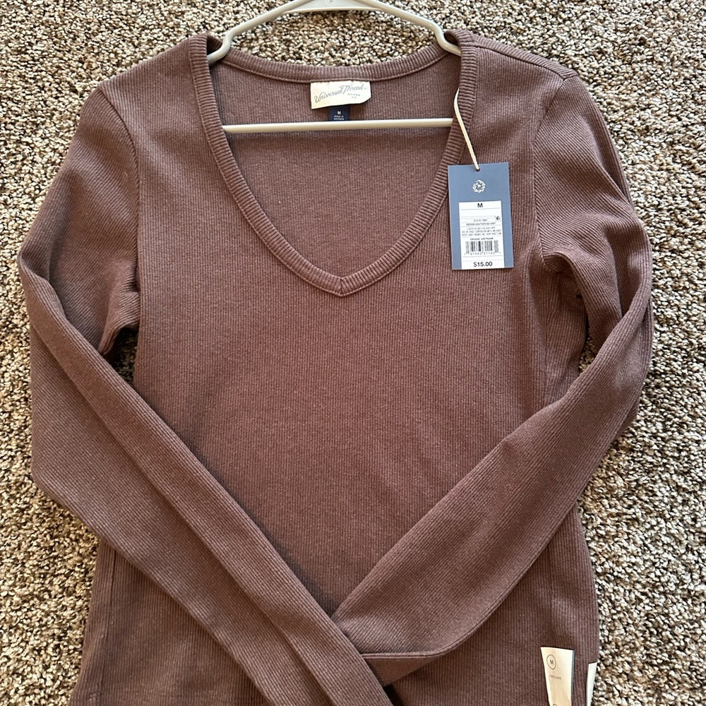 Goodthreads Women's Brown V-Neck Top